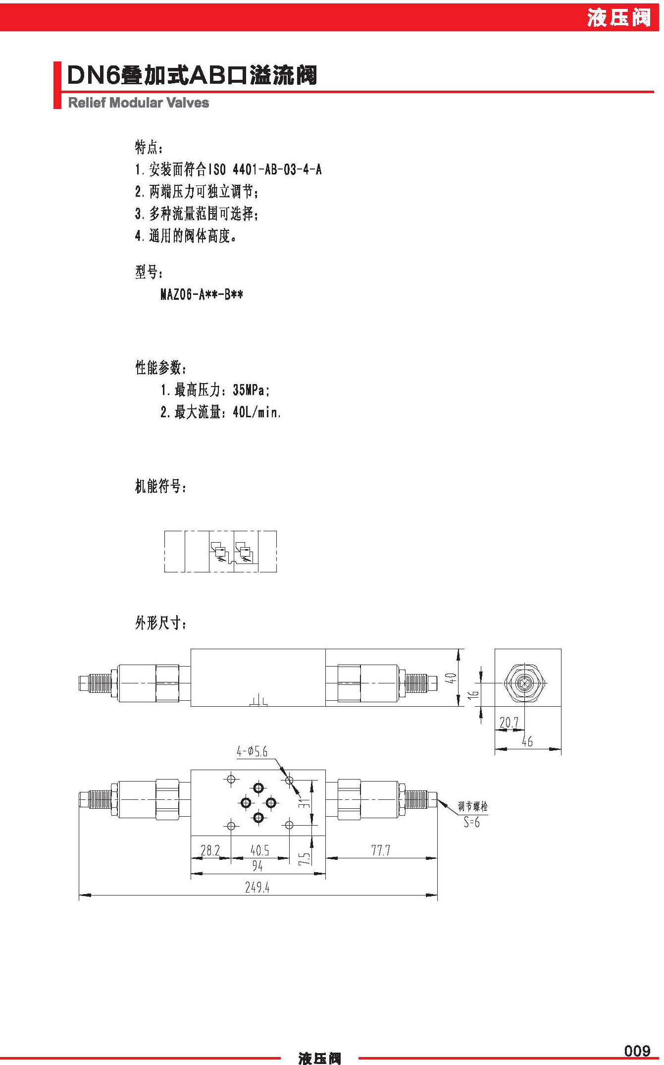 DN6疊加式AB口溢流閥