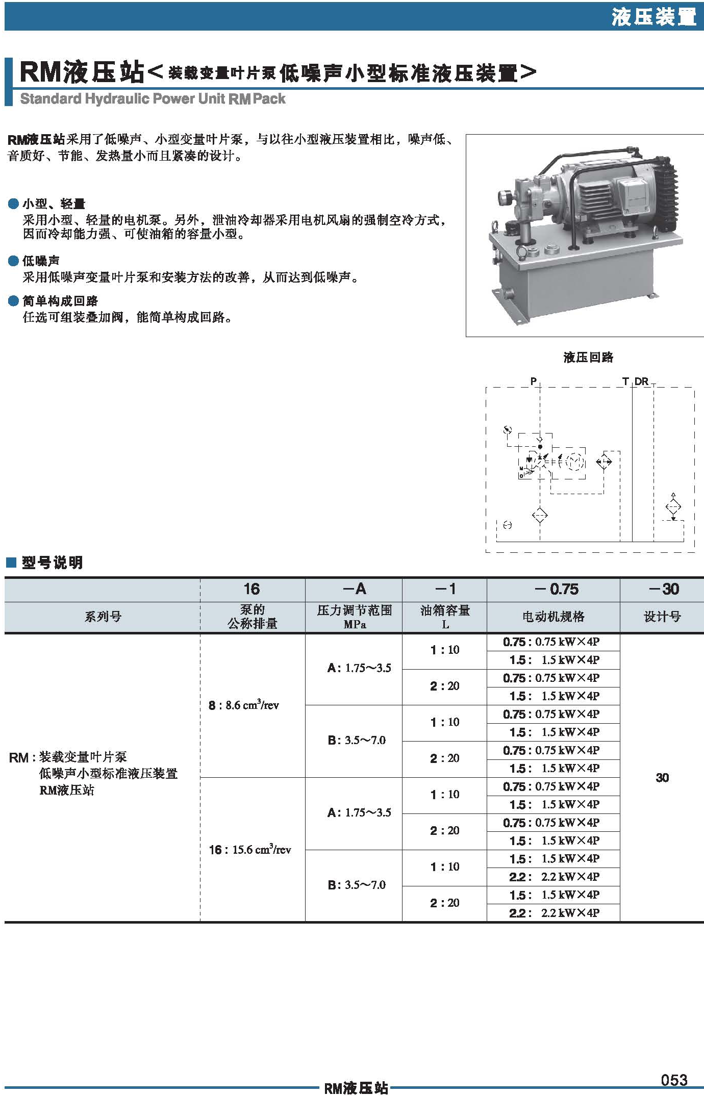 RM液壓站（裝載變量葉片泵-低噪聲小型標準液壓裝置）